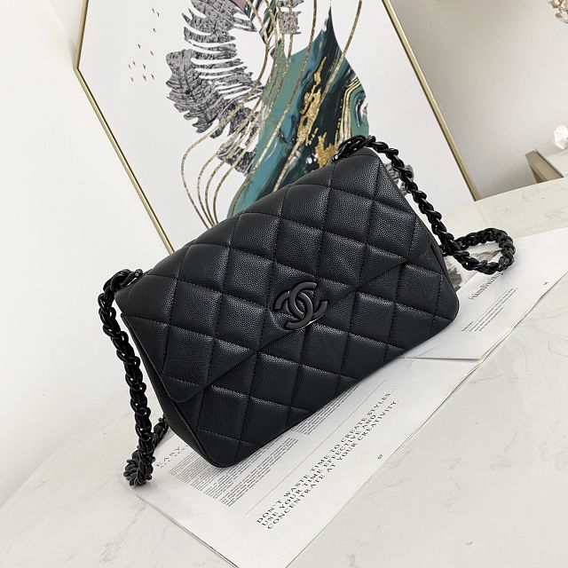 CC original grained calfskin small flap bag AS2303 black