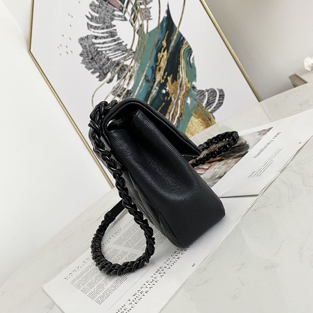 CC original grained calfskin small flap bag AS2303 black