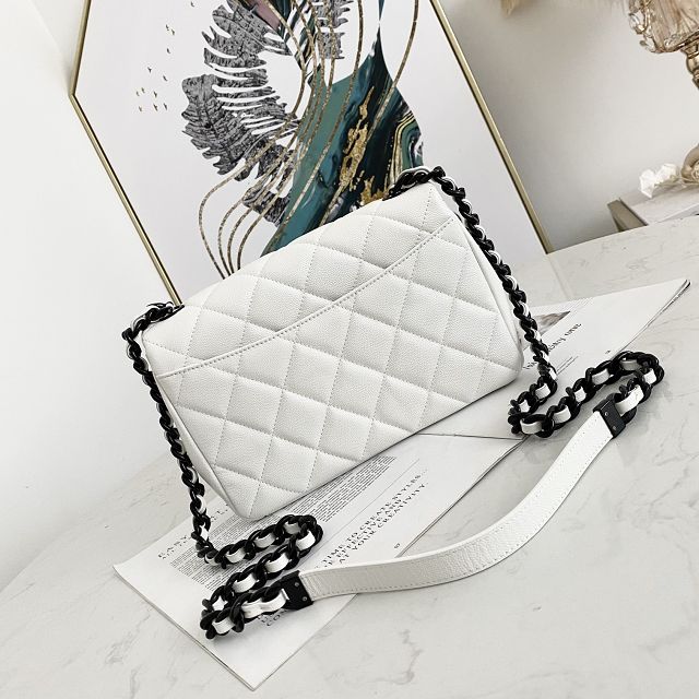 CC original grained calfskin small flap bag AS2303 white