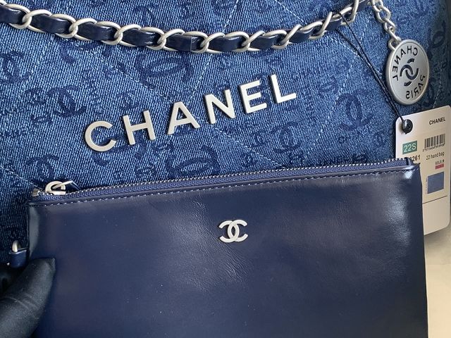 CC original denim 22 medium handbag AS3261 blue&silver