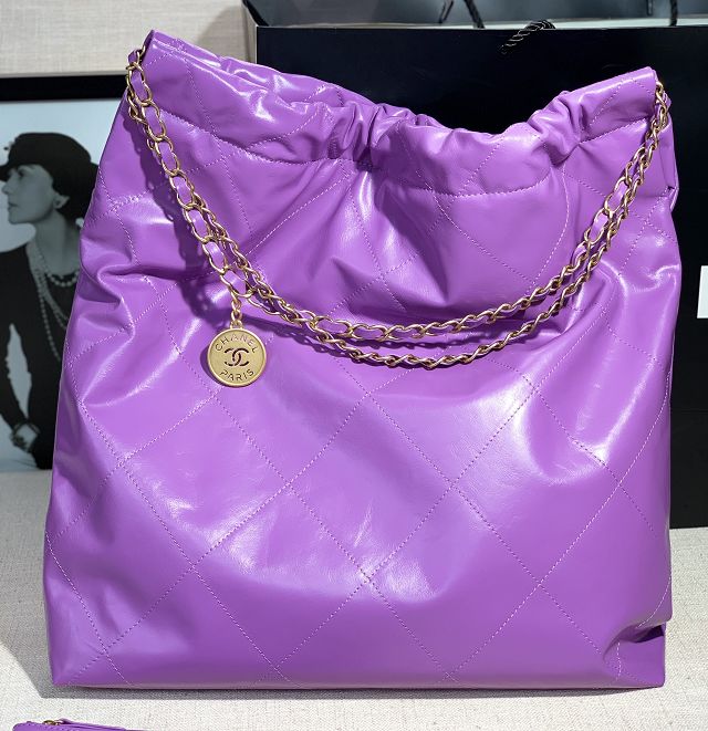 CC original calfskin 22 large handbag AS3262 purple