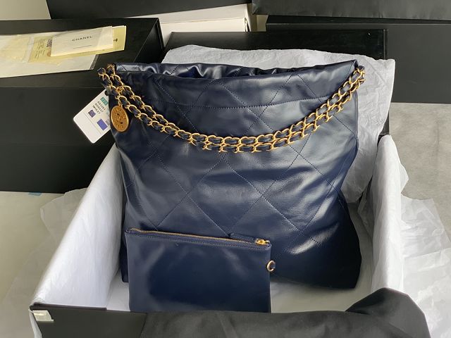 CC original calfskin 22 medium handbag AS3261 navy blue