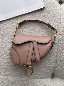 Dior original goatskin micro saddle bag S5685 nude