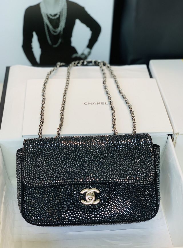 CC original sequins mini flap bag AS3523 black