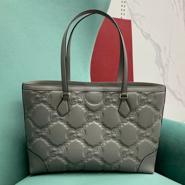 GG original matelasse leather medium tote bag 631685 grey