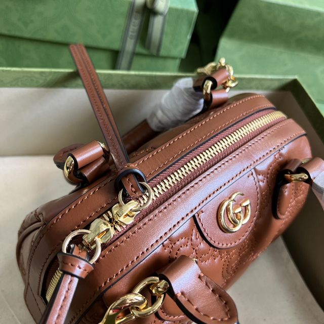 2023 GG original matelasse leather mini bag 702251 brown