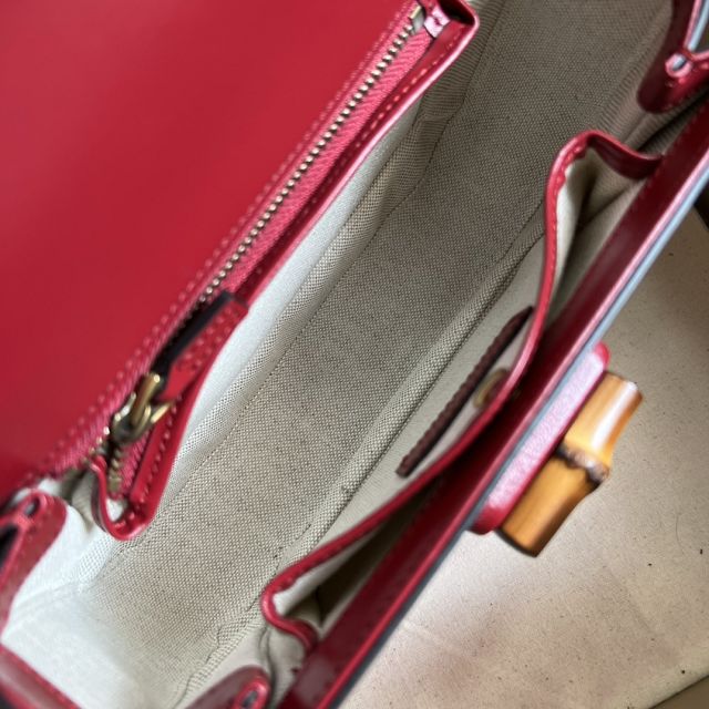 2022 GG original calfskin small top handle bag 675797 red