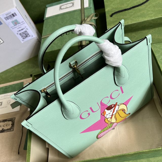 2022 GG original calfskin tote bag 659983 green