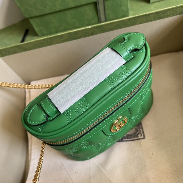 GG original matelasse leather top handle mini bag 723770 green