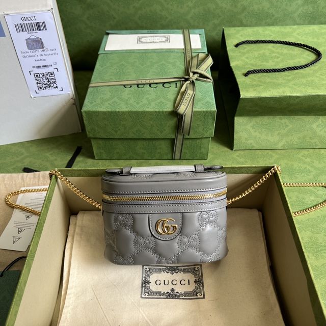 GG original matelasse leather top handle mini bag 723770 grey