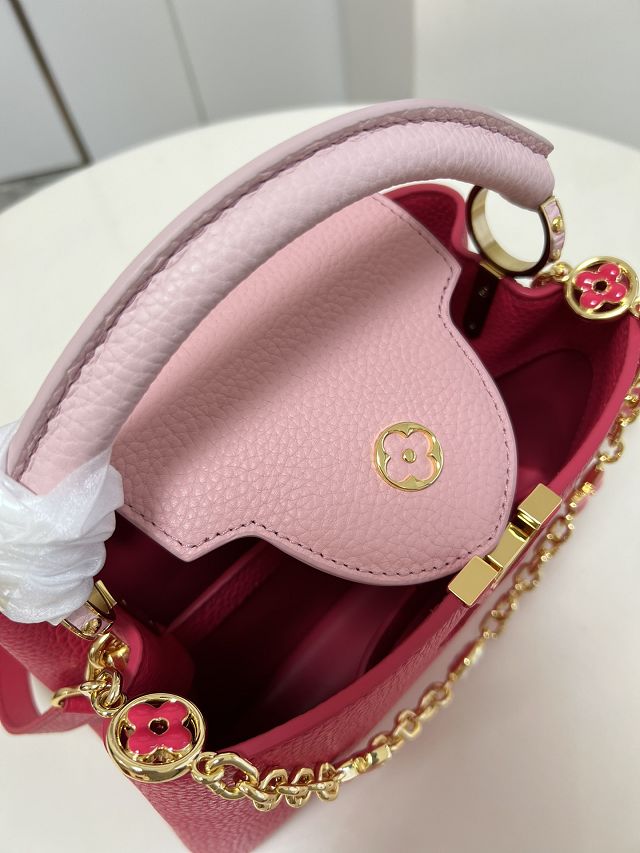 Louis vuitton original calfskin capucines BB handbag M20815 rose pink