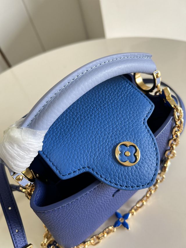 Louis vuitton original calfskin capucines mini handbag M20845 blue