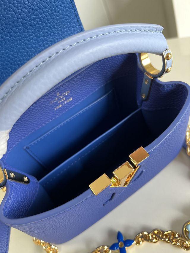 Louis vuitton original calfskin capucines mini handbag M20845 blue