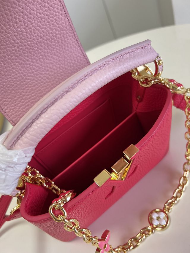 Louis vuitton original calfskin capucines mini handbag M20845 rose pink