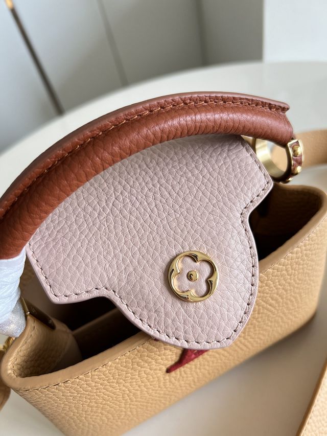 Louis vuitton original calfskin capucines mini handbag M48865 light brown