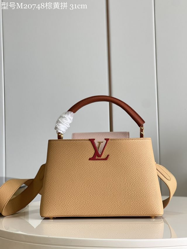 Louis vuitton original calfskin capucines mm handbag M59883 light brown