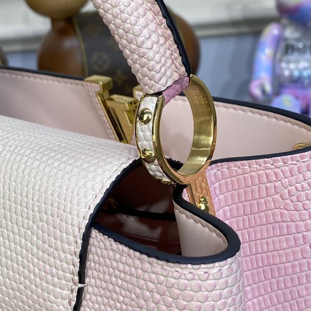 Louis vuitton original lizard calfskin capucines BB handbag M48866 light pink