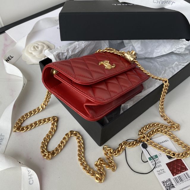 CC original lambskin phone holder with chain AP3047 red