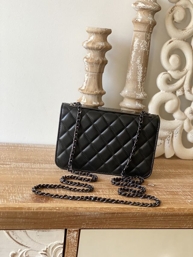 CC original lambskin wallet on chain A80982 allblack