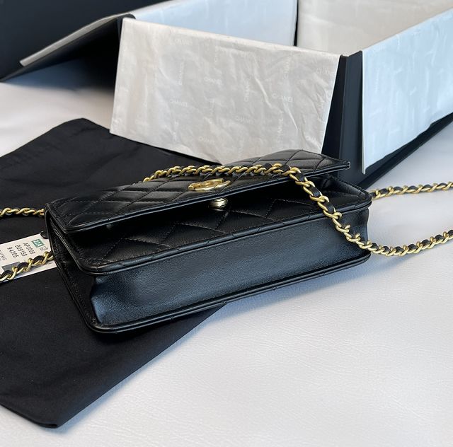 CC original lambskin wallet on chain AP3009 black