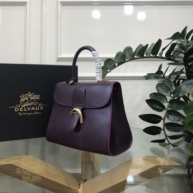 Delvaux original box calfskin brillant bag MM AA0555 dark purple