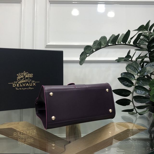 Delvaux original box calfskin brillant bag MM AA0555 dark purple