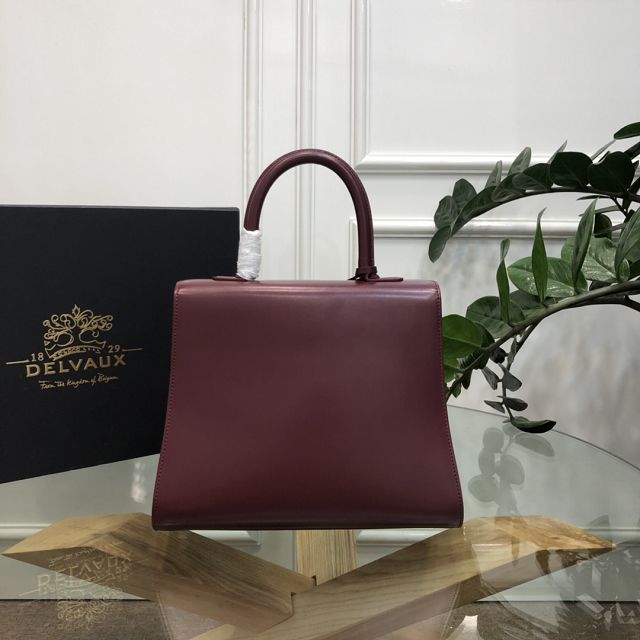 Delvaux original box calfskin brillant bag MM AA0555 burgundy&wine red