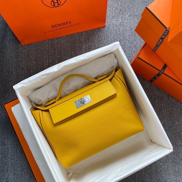 Hermes original togo leather small kelly 2424 bag HH03698 amber