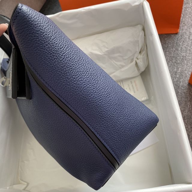 Hermes original togo leather small kelly 2424 bag HH03698 blue saphir