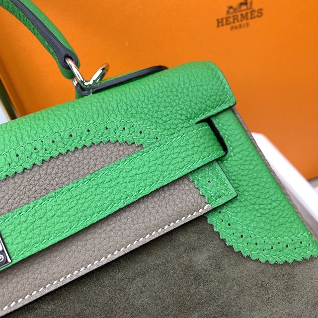 Hermes handmade original calfskin&suede kelly 32 bag HK320 green