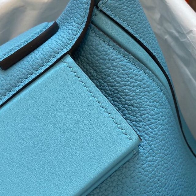 Hermes original togo leather small kelly 2424 bag HH03698 blue du nord 