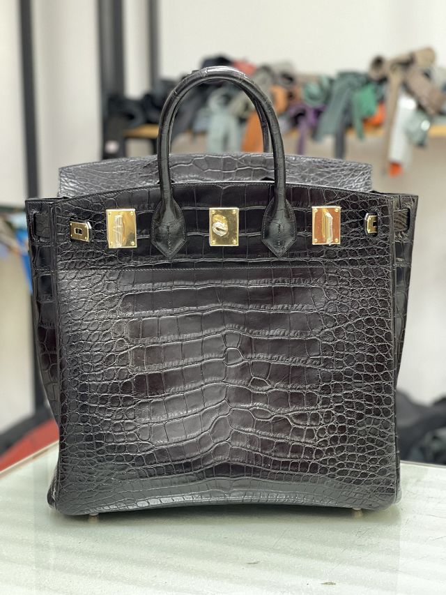 Hermes genuine crocodile leather hac birkin 40 bag BK400 black