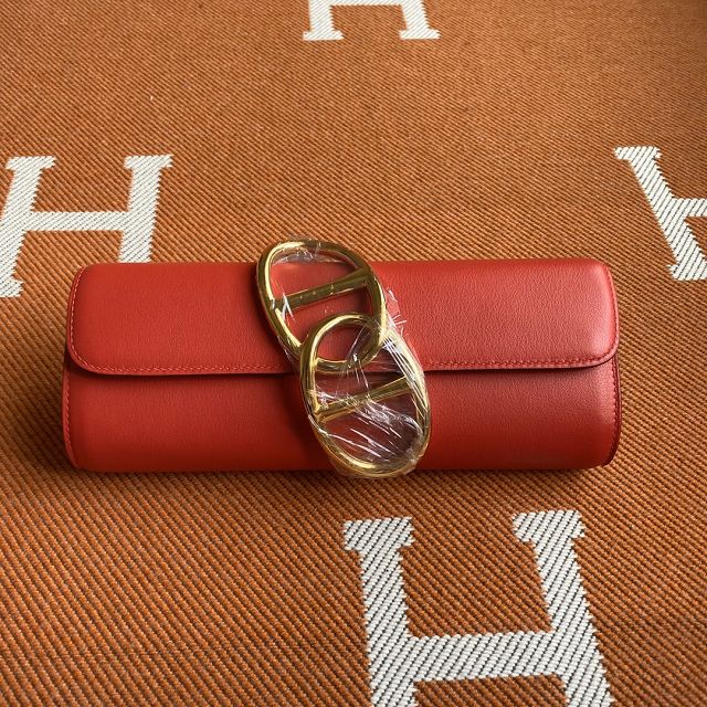 Hermes original swfit leather egee clutch E001 red