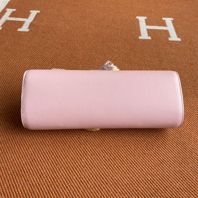 Hermes original swfit leather egee clutch E001 light pink