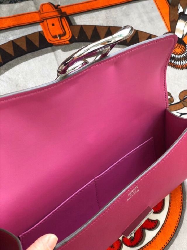 Hermes original swfit leather egee clutch E001 rose purple