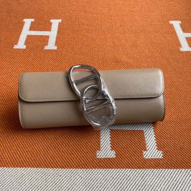 Hermes original swfit leather egee clutch E001 trench