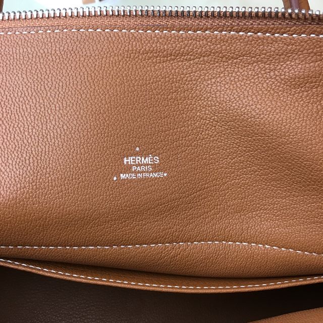 Hermes original togo leather small bolide 27 bag B027 brown