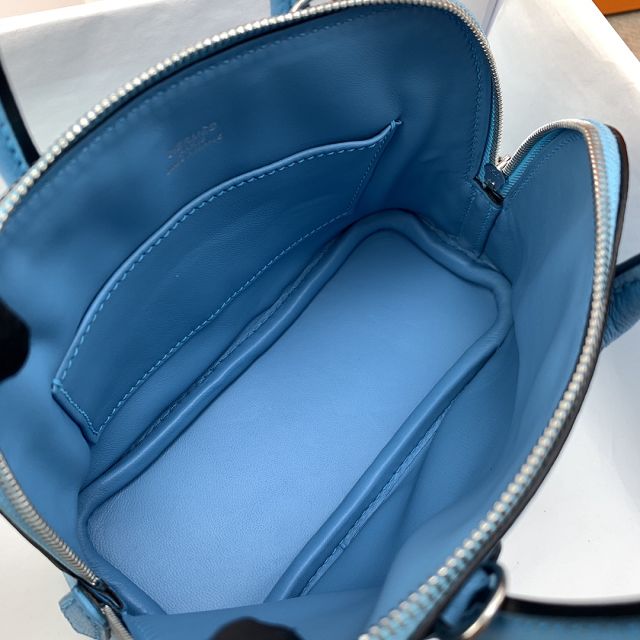 Hermes original chevre leather mini bolide bag H018 celeste