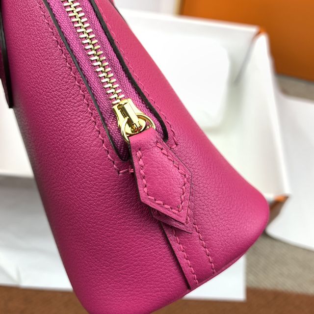 Hermes original chevre leather mini bolide bag H018 rose purple