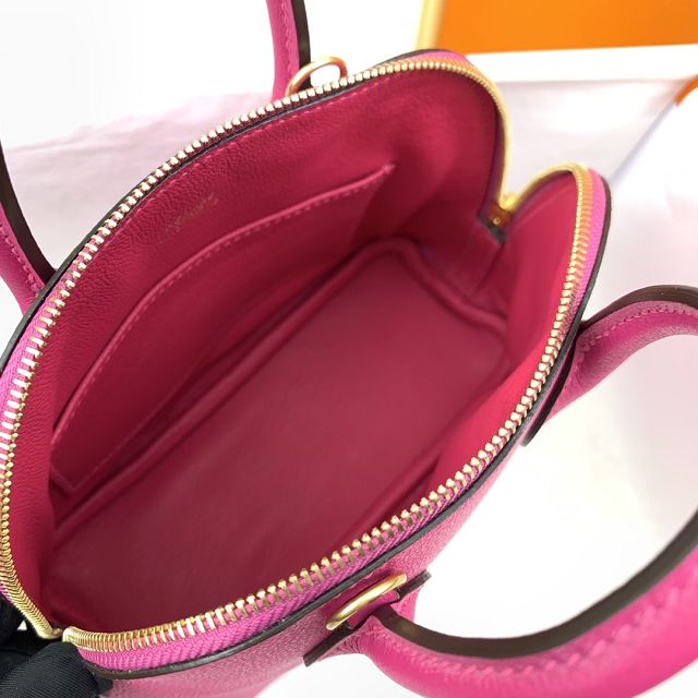 Hermes original chevre leather mini bolide bag H018 rose purple