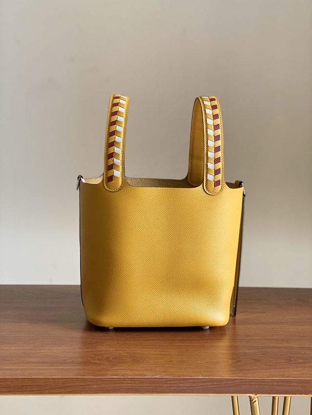 Hermes original epsom leather small picotin lock bag HP0018 amber