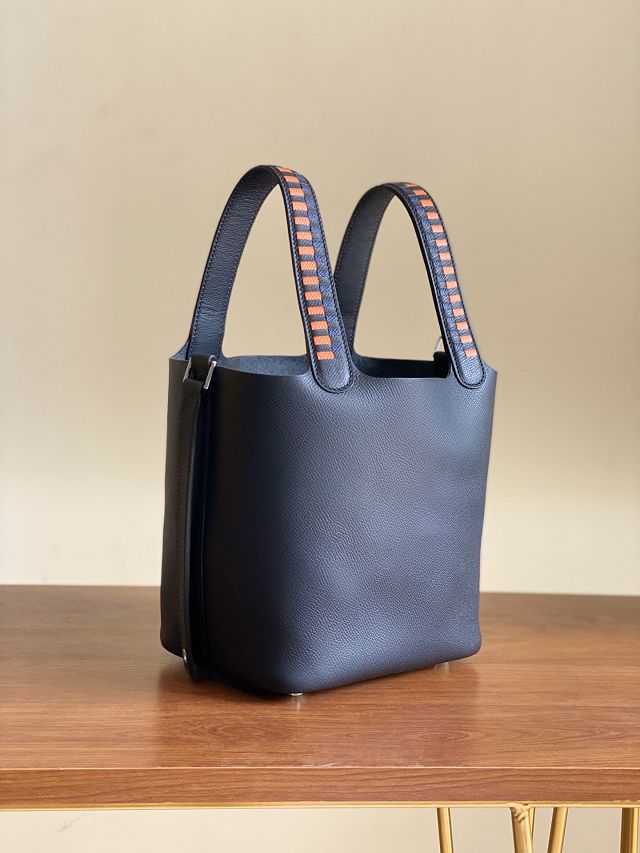 Hermes original epsom leather picotin lock 22 bag HP0022 navy blue