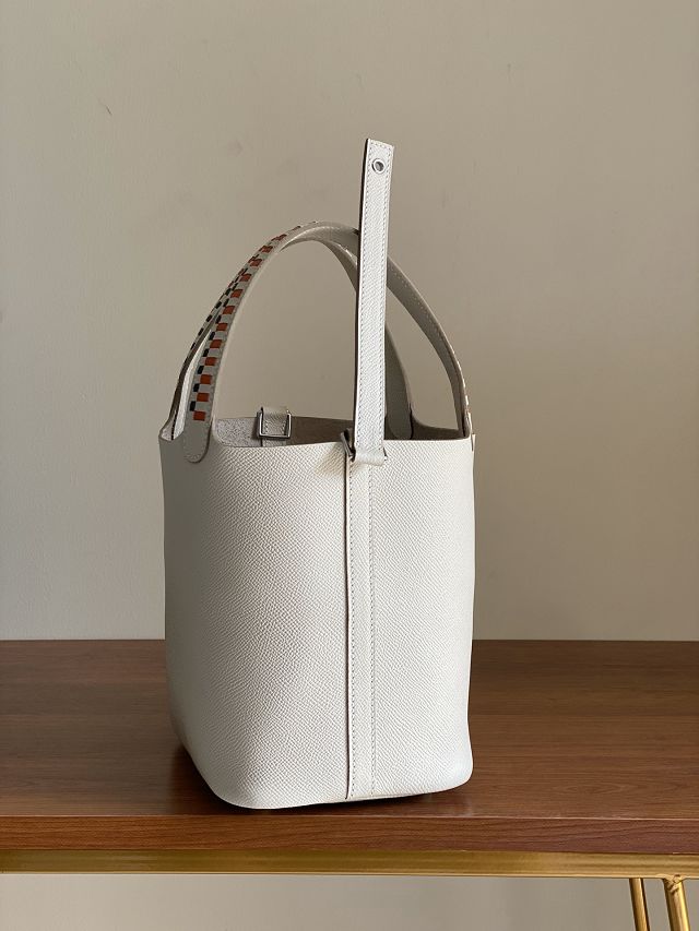 Hermes original epsom leather small picotin lock bag HP0018 white