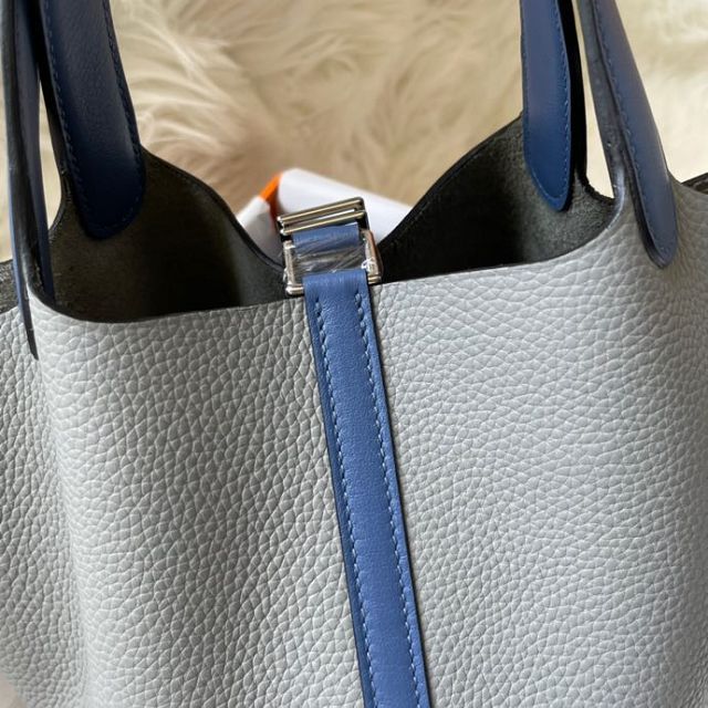 Hermes original togo leather small picotin lock bag HP0018 gris mouette