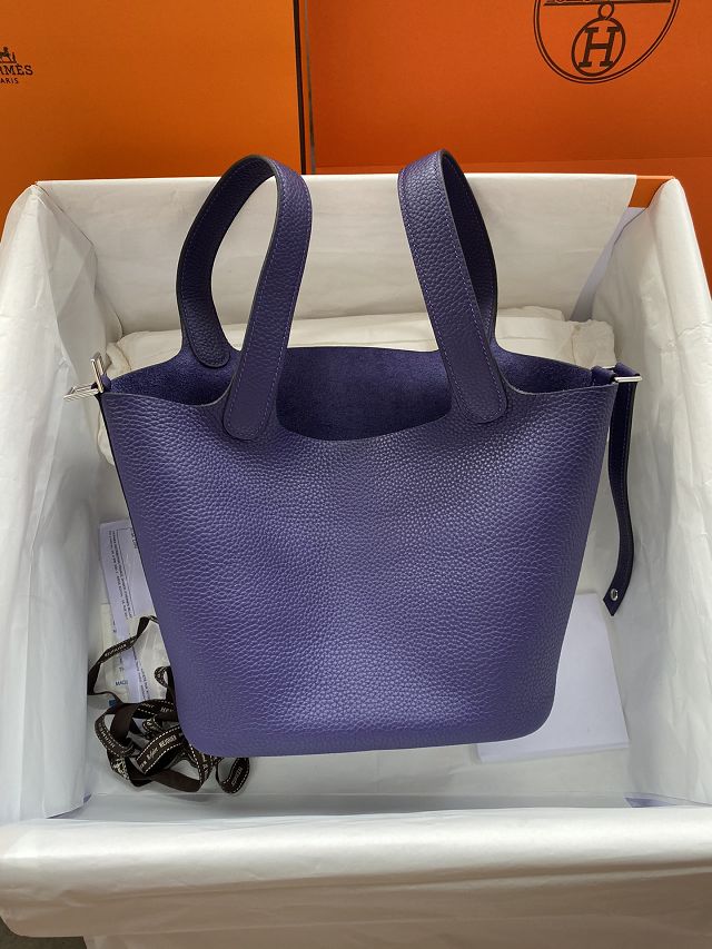 Hermes original togo leather small picotin lock bag HP0018 iris 