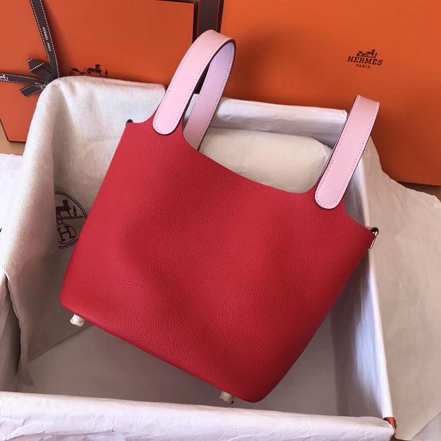 Hermes original togo leather picotin lock bag HP0022 red&pink