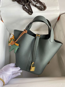 Hermes original togo leather small picotin lock bag HP0018 vert amande