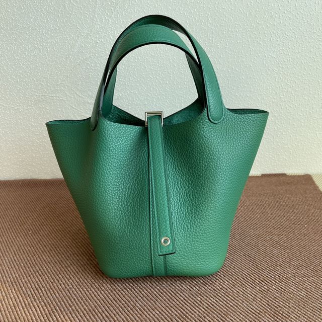 Hermes original togo leather small picotin lock bag HP0018 vert verigo