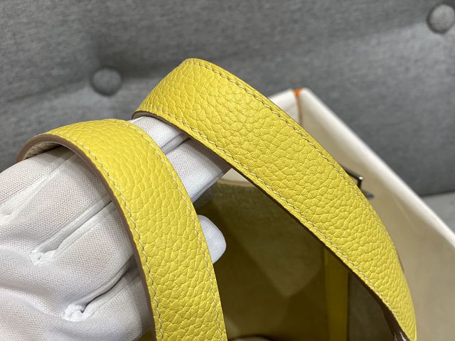 Hermes original togo leather small picotin lock bag HP0018 yellow&white