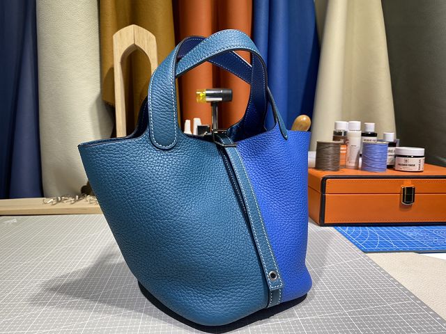 Hermes original togo leather picotin lock bag HP0022 blue